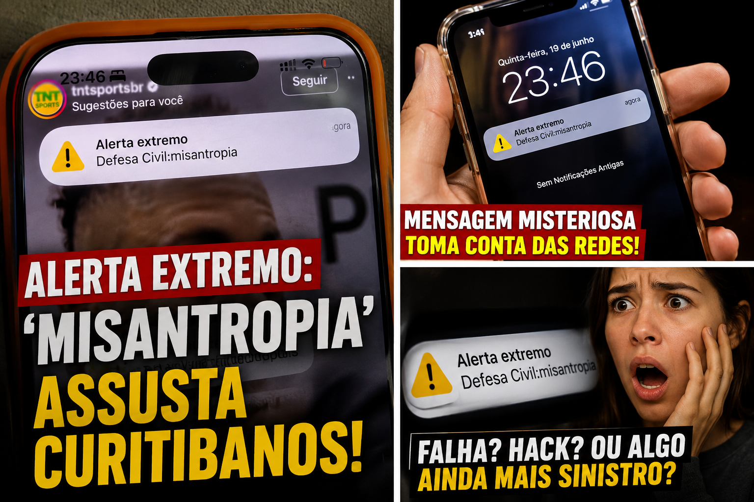 Alerta extremo com mensagem "misantropia" em celulares de Curitiba gera surpresa e repercute nas redes sociais