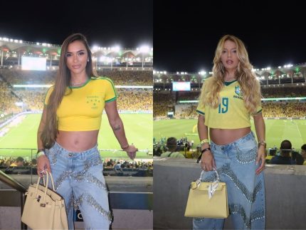 Tainá Militão e Gabriely Miranda apostam em looks quase idênticos com calça de luxo no amistoso Brasil x Panamá
